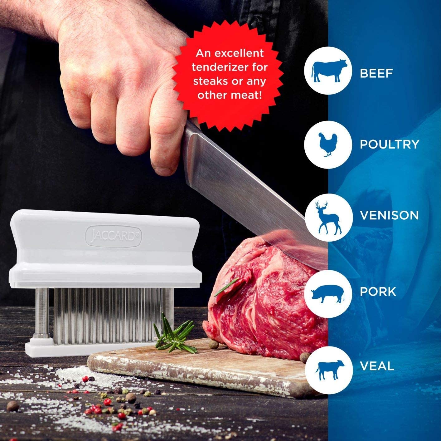 48 Stainless Steel Ultra Sharp Needle Blades Tenderizers Manual Kitchen Tool for Steak Beef Chicken Pork Fdit Meat Tenderizer