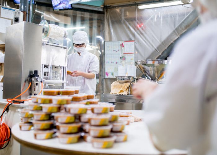 workers using industrial food machines